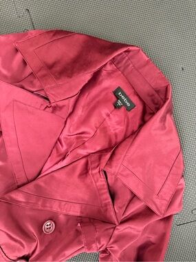 bebe Satin Trench Coat in Burgundy